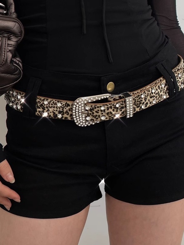 Korean Style Leopard Print Decorative Inlaid Denim Belt - Versatile Summer Accessory for Trendy Outfits