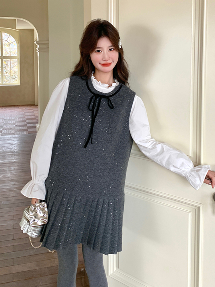 Korean Style Loose Slimming Two-Piece Dress and Shirt Set with Bow Tie - 2025 Spring College Fashion for Women Korean Style Loose Slimming Two-Piece Dress and Shirt Set with Bow Tie - 2025 Spring College Fashion for Women