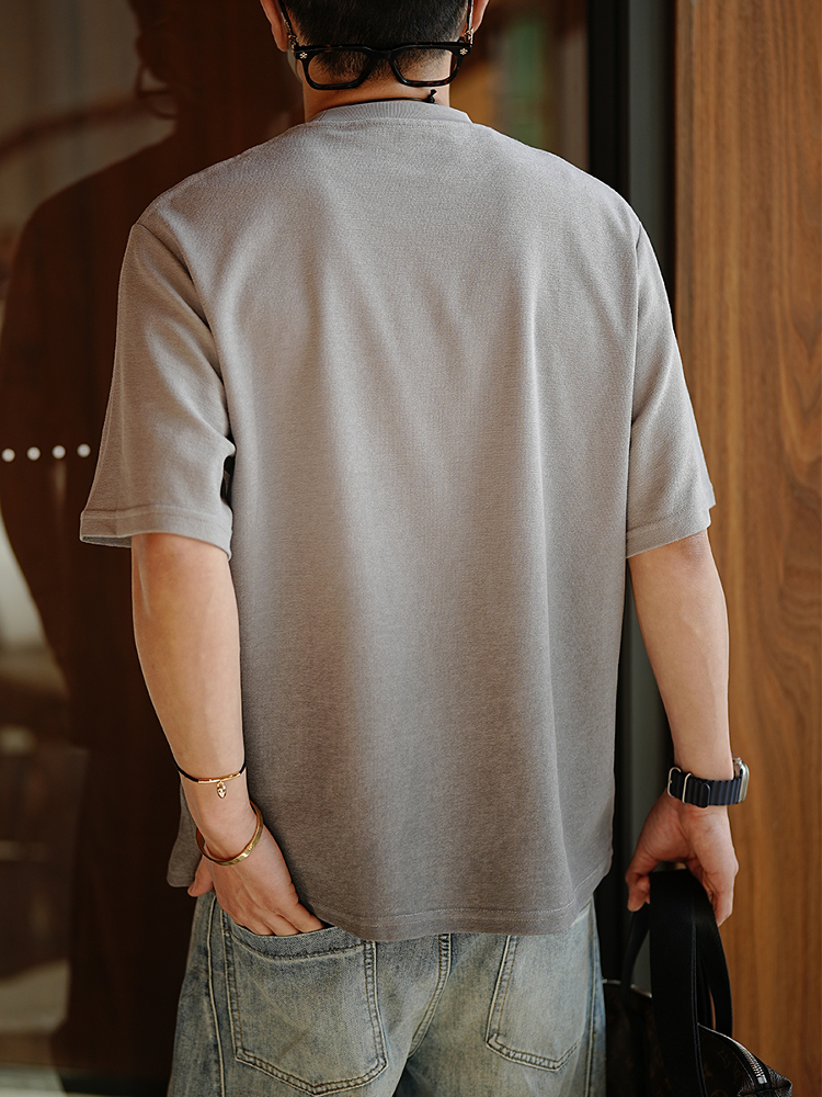 Korean-Style Minimalist Washed Gradient Short Sleeve T-Shirt for Men - Trendy Summer Solid Color Half Sleeve Round Neck Top Korean-Style Minimalist Washed Gradient Short Sleeve T-Shirt for Men - Trendy Summer Solid Color Half Sleeve Round Neck Top