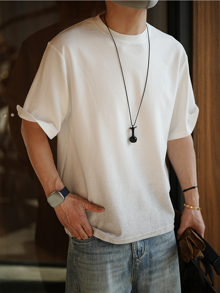 Korean-Style Minimalist Washed Gradient Short Sleeve T-Shirt for Men - Trendy Summer Solid Color Half Sleeve Round Neck Top Korean-Style Minimalist Washed Gradient Short Sleeve T-Shirt for Men - Trendy Summer Solid Color Half Sleeve Round Neck Top