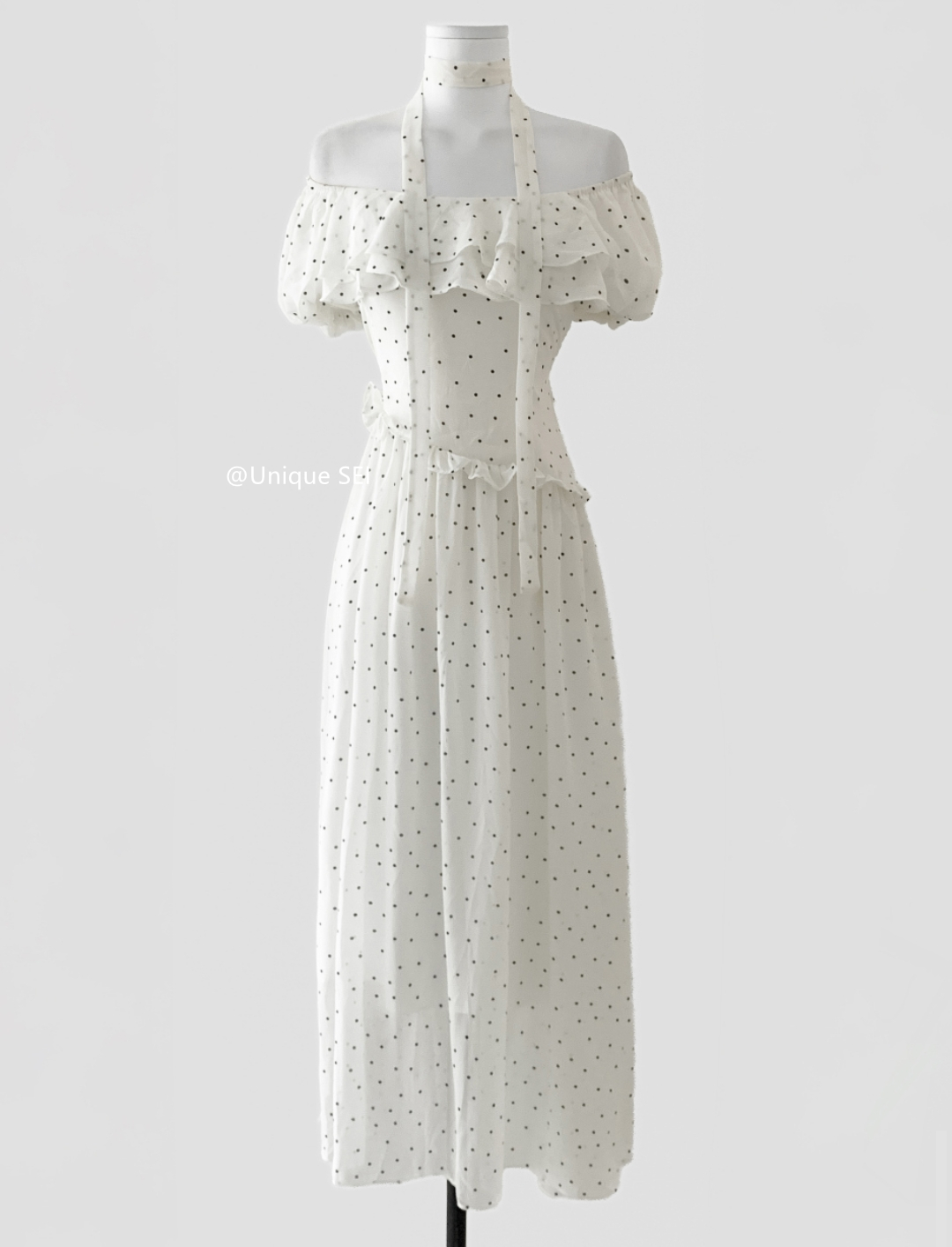 Korean Style One-Shoulder Ruffled Hem Long Dress with Waist-Cinching Design - Flattering Vacation Vibe Dress