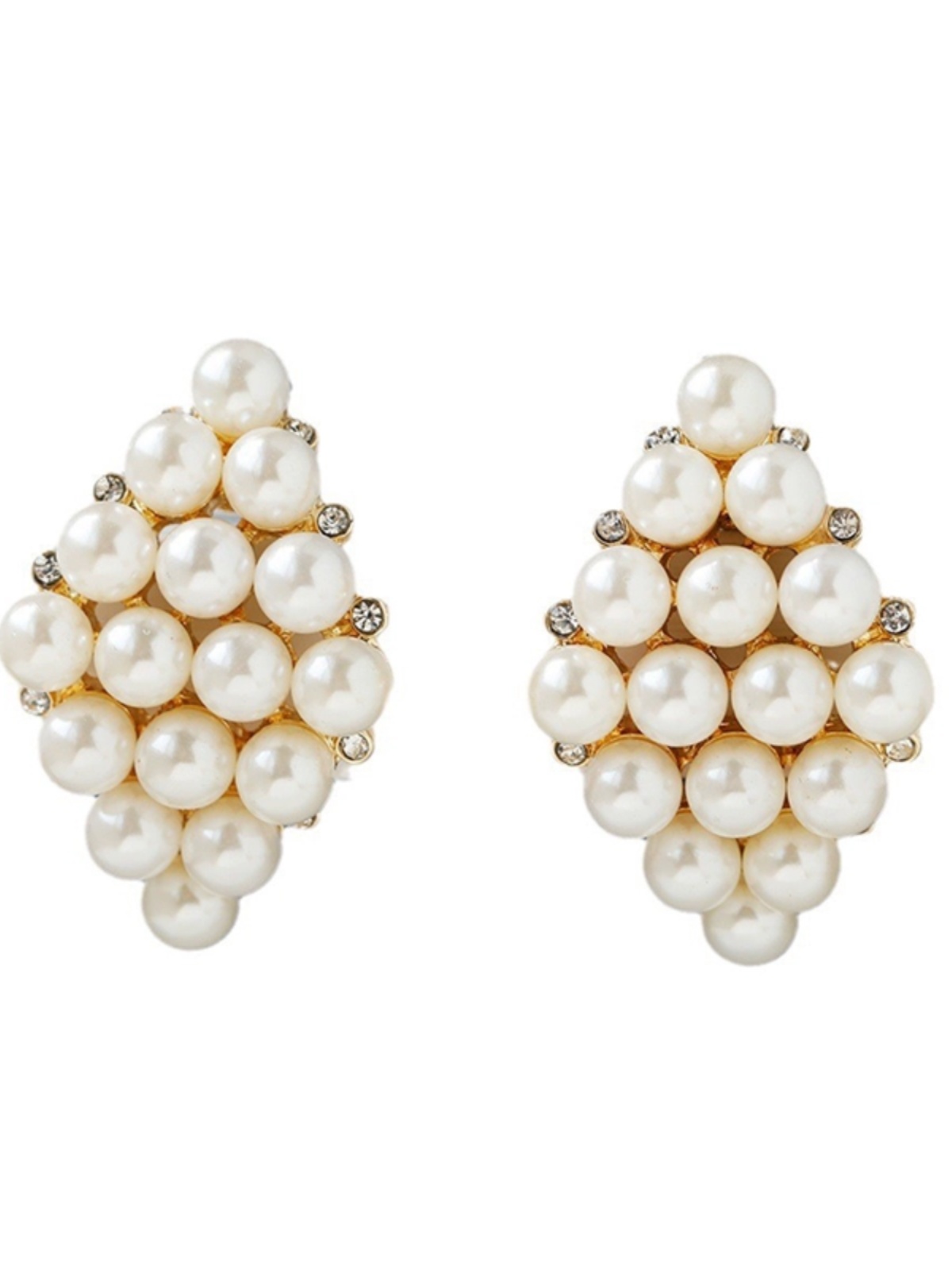 Korean-Style Pearl Rhinestone Geometric Stud Earrings for Women - Trendy Zinc Alloy Jewelry for Students, Gatherings, and Gifts Korean-Style Pearl Rhinestone Geometric Stud Earrings for Women - Trendy Zinc Alloy Jewelry for Students, Gatherings, and Gifts