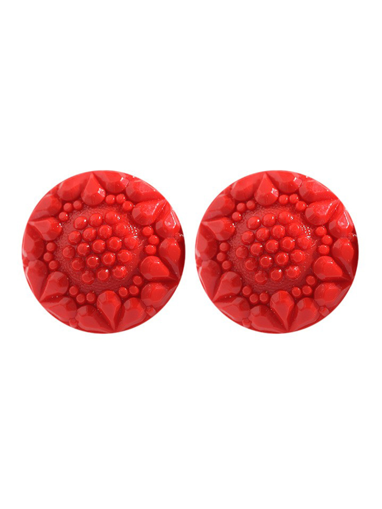 Korean-Style Red Button Design Stud Earrings for Women - Trendy Fashion Accessories Korean-Style Red Button Design Stud Earrings for Women - Trendy Fashion Accessories