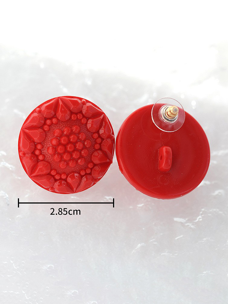 Korean-Style Red Button Design Stud Earrings for Women - Trendy Fashion Accessories Korean-Style Red Button Design Stud Earrings for Women - Trendy Fashion Accessories