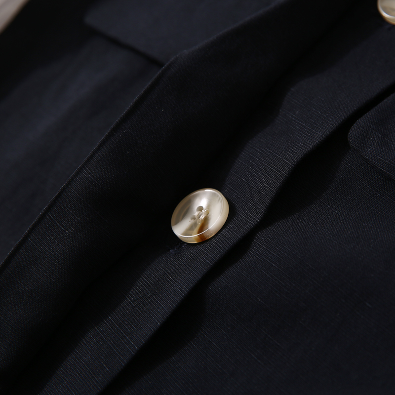 Korean Style Retro Color-Block Lapel Single-Breasted OL Dress for Women - Spring Summer Fashion