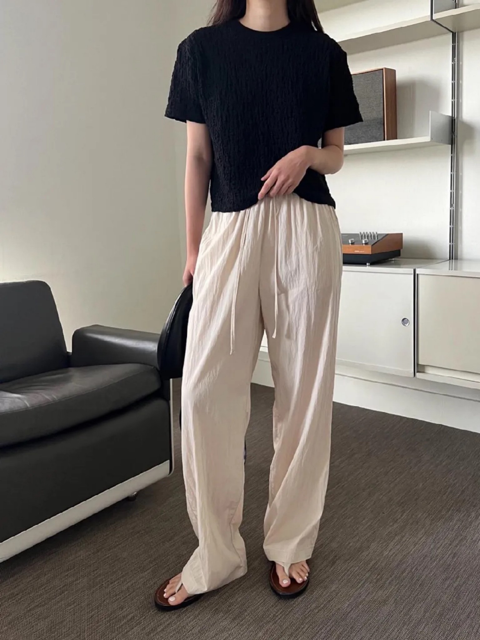 Korean Style Retro Cream Color Casual Pants - Unique Slimming Loose Lightweight Design for Versatile Everyday Wear Korean Style Retro Cream Color Casual Pants - Unique Slimming Loose Lightweight Design for Versatile Everyday Wear