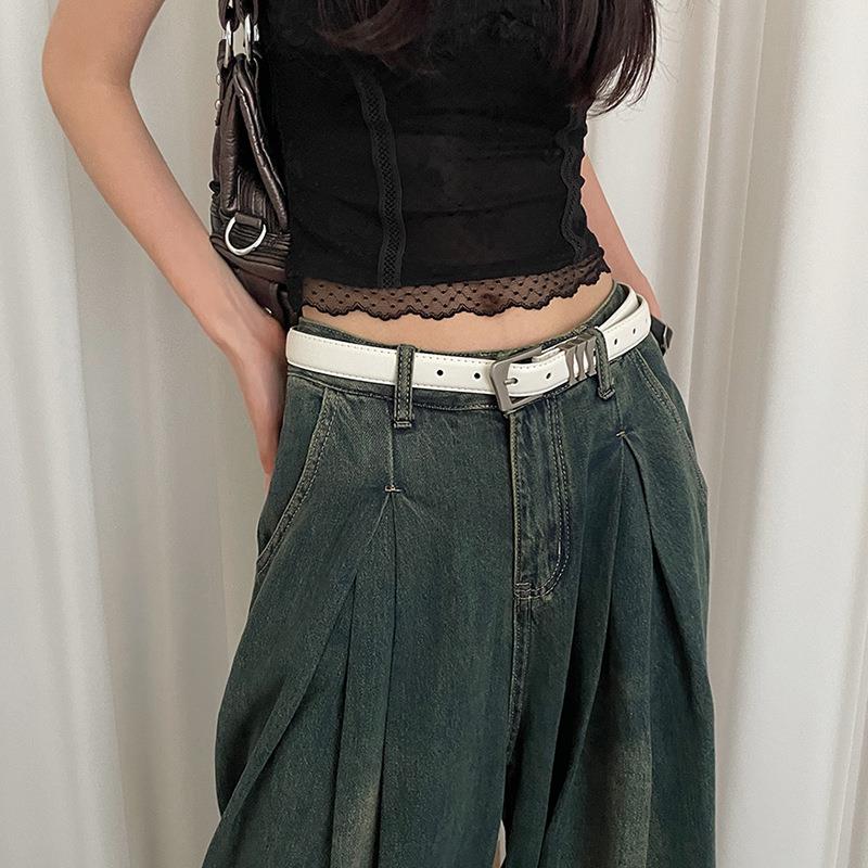 Korean-Style Retro Minimalist Leather Belt for Skirts and Jeans - Unique Belt Design for 90s and Y2K Fashion Enthusiasts Korean-Style Retro Minimalist Leather Belt for Skirts and Jeans - Unique Belt Design for 90s and Y2K Fashion Enthusiasts