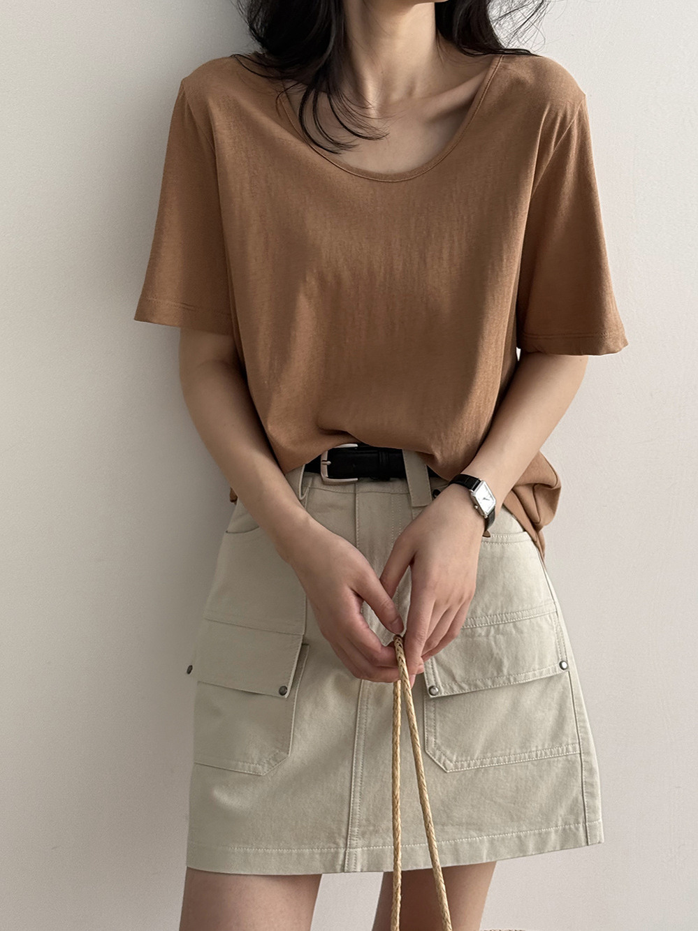 Korean Style Round Neck Short Sleeve T-Shirt for Women, Loose-Fitting Sheer Basic Top, Versatile Summer Outerwear 2025