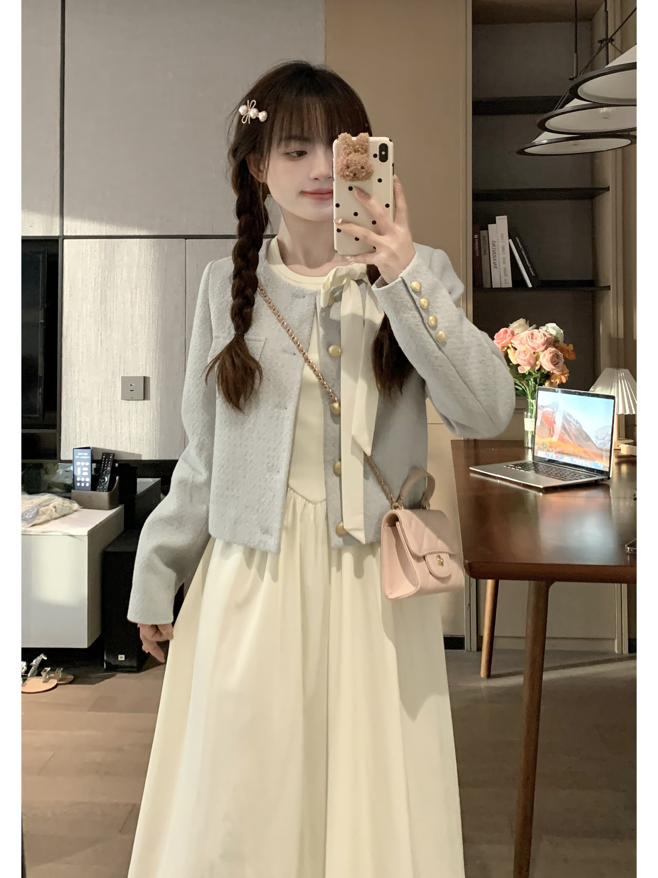 Korean Style Spring Slimming High-End French Short Jacket Top for Women - Elegant Little Chanel Wind Design