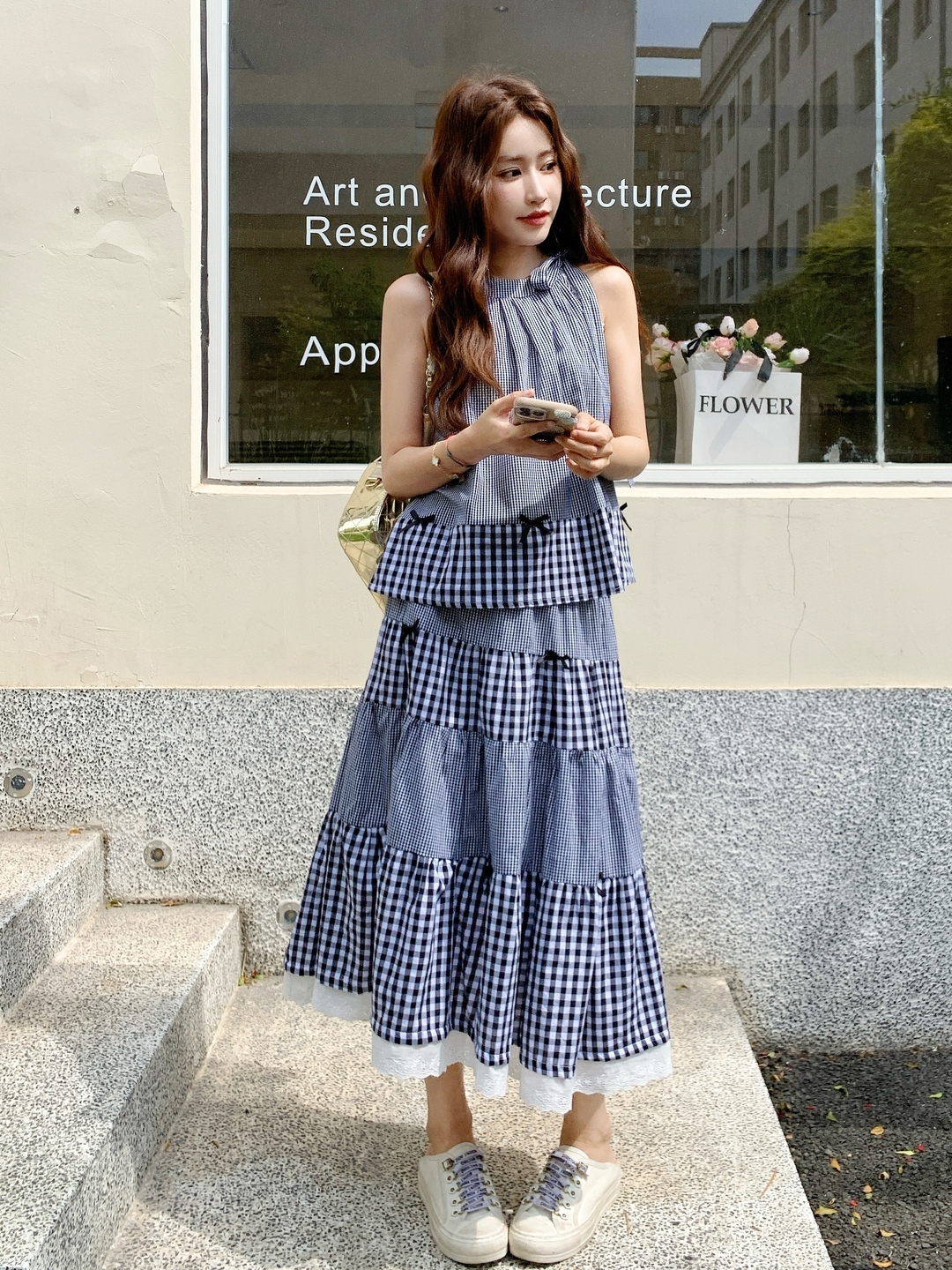 Korean Style Summer 2025 Two-Piece Set: Spliced Halter Neck Vest with Lace Half Skirt for Women Korean Style Summer 2025 Two-Piece Set: Spliced Halter Neck Vest with Lace Half Skirt for Women