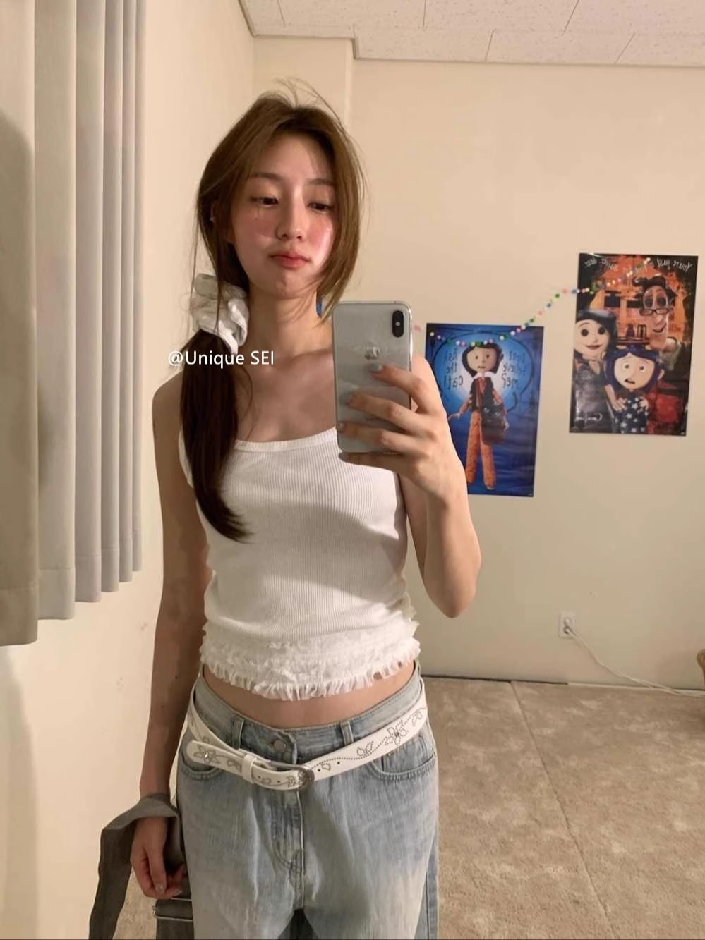 Korean Style Summer Lace Trim Slim-Fit Ribbed Camisole Top - Unique Spliced Design for Effortless Chic