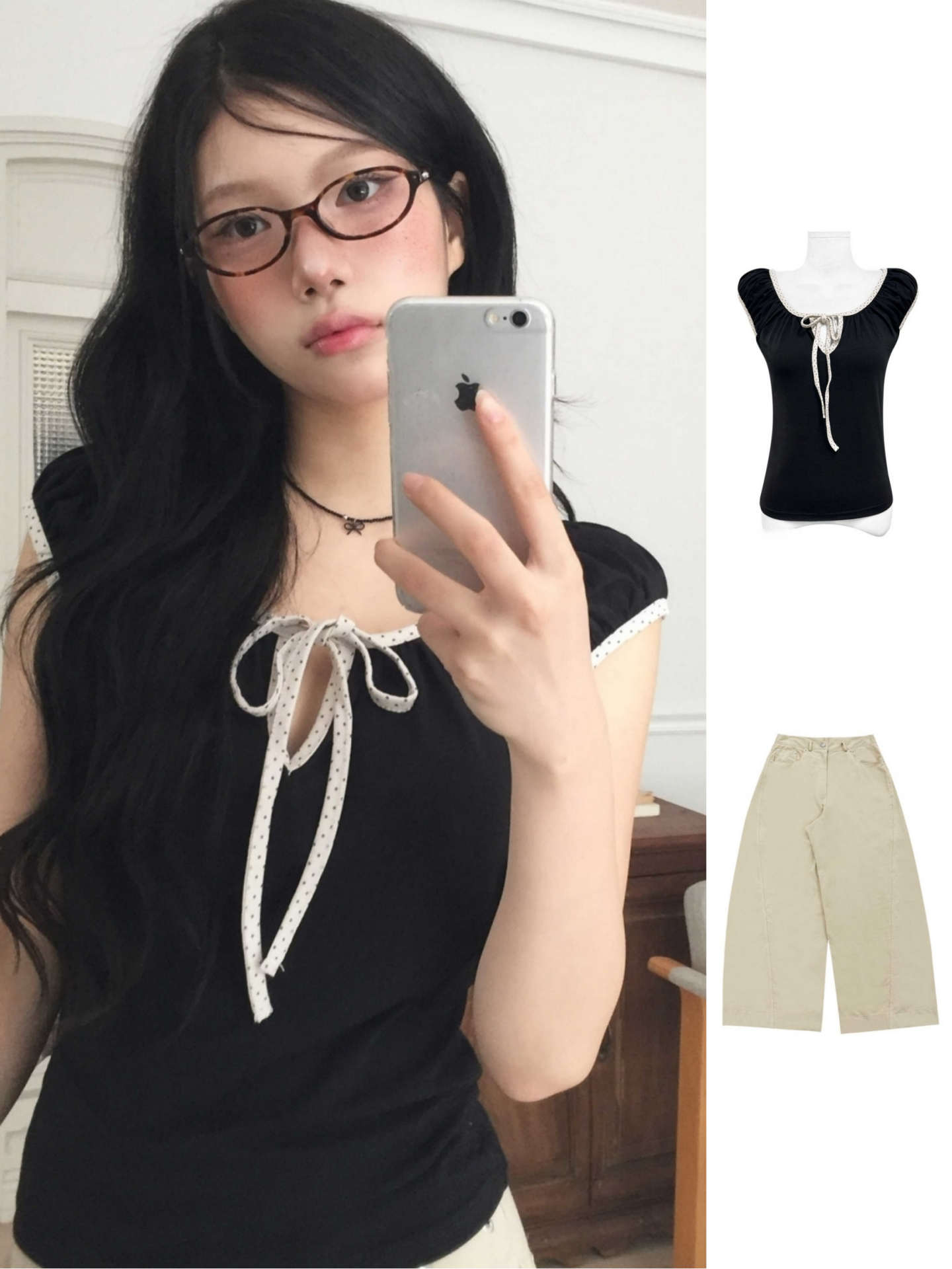 Korean Style Summer Polka Dot Tie-Up Pleated Slim-Fit Short Sleeve T-Shirt & Straight Casual Pants Set Korean Style Summer Polka Dot Tie-Up Pleated Slim-Fit Short Sleeve T-Shirt & Straight Casual Pants Set