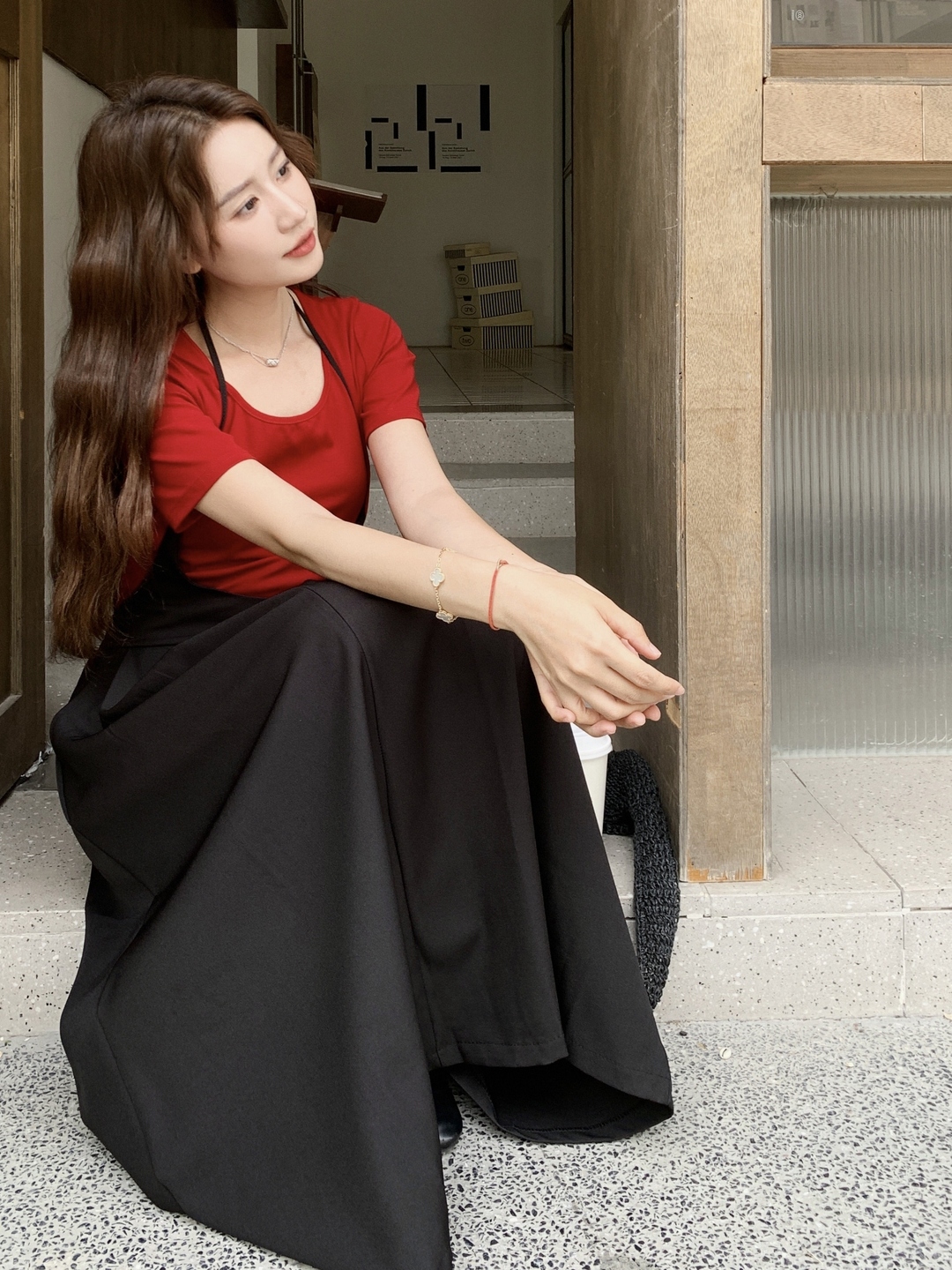 Korean Style Summer Two-Piece Set: Red Short Sleeve T-Shirt & Halter A-Line Skirt, Trendy Fashion for 2025 Korean Style Summer Two-Piece Set: Red Short Sleeve T-Shirt & Halter A-Line Skirt, Trendy Fashion for 2025