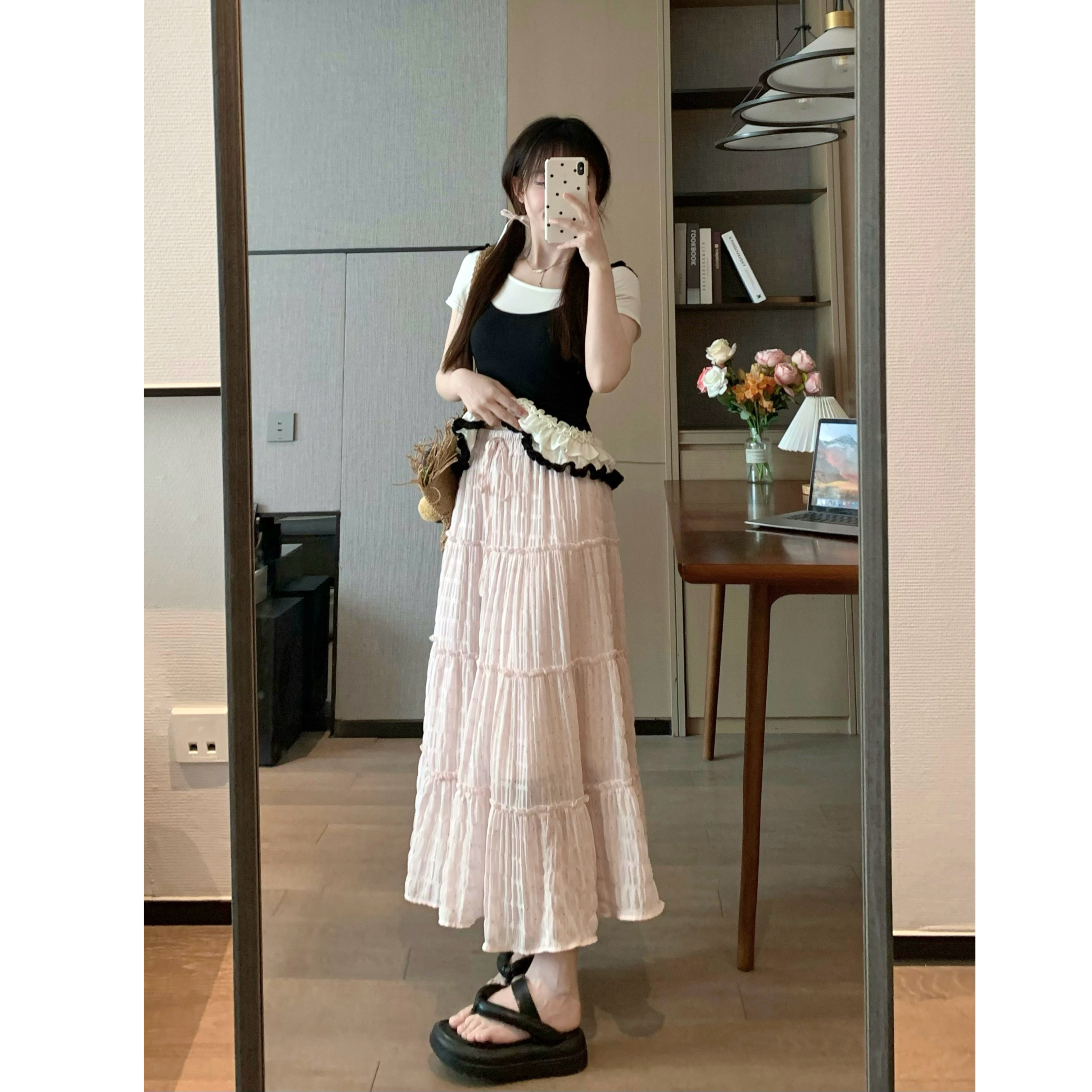 Korean Style Sweet Barbie Pink High-Waisted Cake Skirt for Spring and Summer Holidays - Gentle Girl Fashion