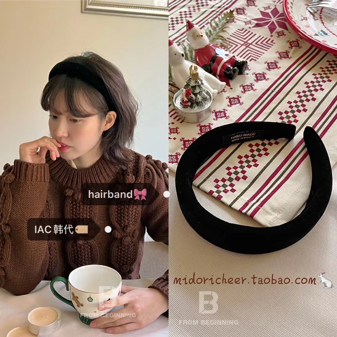 Korean Style Thick Velvet Headband for Height Enhancement - Luxe Fashion Accessory for Effortless Elegance and Comfort