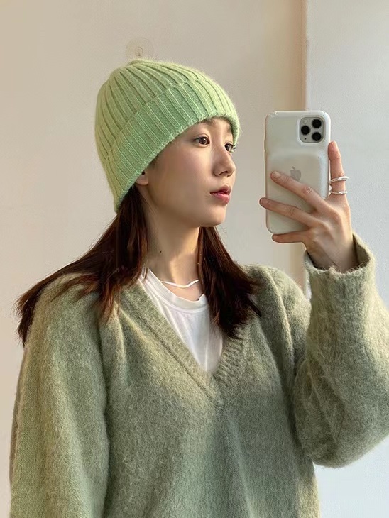 Korean Style Wide Ribbed Angora Rabbit Hair Yarn Hat in Multi-Color - Cozy Winter Accessory for Fashion-Forward Looks Korean Style Wide Ribbed Angora Rabbit Hair Yarn Hat in Multi-Color - Cozy Winter Accessory for Fashion-Forward Looks