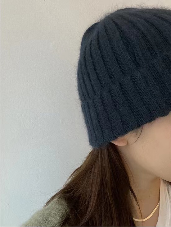 Korean Style Wide Ribbed Angora Rabbit Hair Yarn Hat in Multi-Color - Cozy Winter Accessory for Fashion-Forward Looks Korean Style Wide Ribbed Angora Rabbit Hair Yarn Hat in Multi-Color - Cozy Winter Accessory for Fashion-Forward Looks