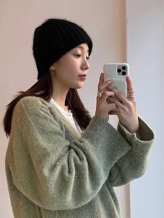 Korean Style Wide Ribbed Angora Rabbit Hair Yarn Hat in Multi-Color - Cozy Winter Accessory for Fashion-Forward Looks Korean Style Wide Ribbed Angora Rabbit Hair Yarn Hat in Multi-Color - Cozy Winter Accessory for Fashion-Forward Looks