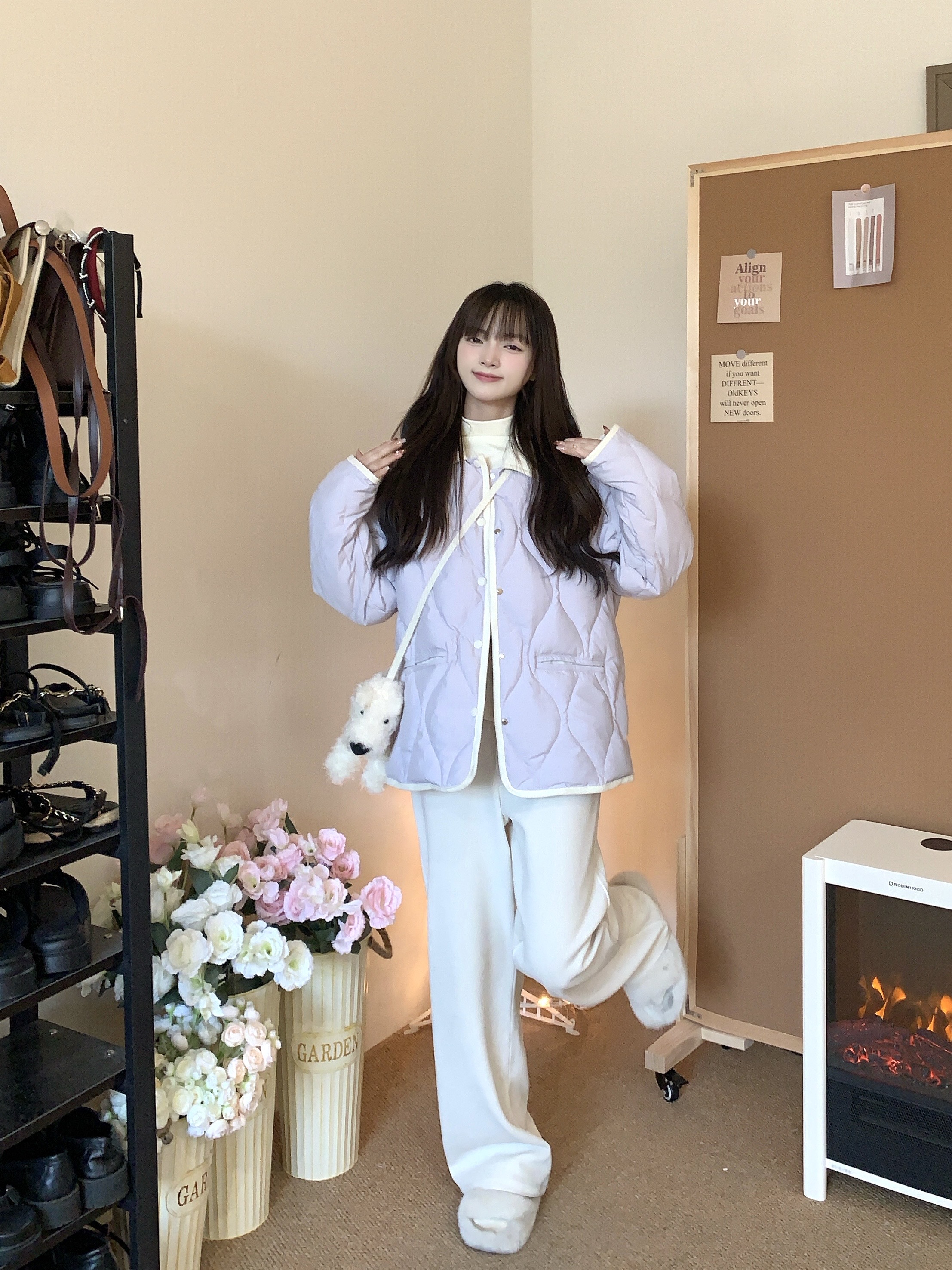 Korean-Style Winter Purple Cotton Bread Jacket for Women - Loose Slimming Warm Coat Korean-Style Winter Purple Cotton Bread Jacket for Women - Loose Slimming Warm Coat