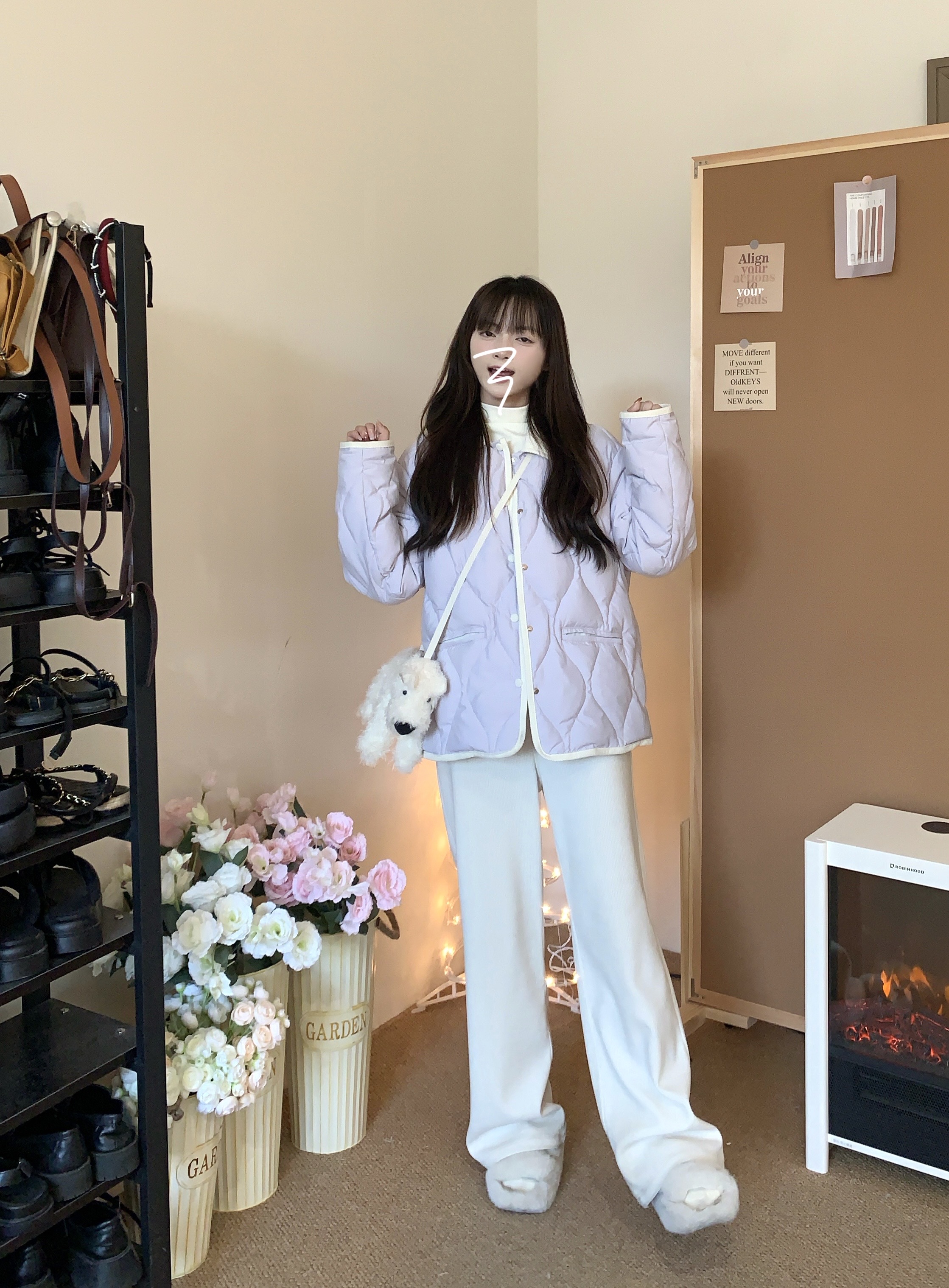 Korean-Style Winter Purple Cotton Bread Jacket for Women - Loose Slimming Warm Coat Korean-Style Winter Purple Cotton Bread Jacket for Women - Loose Slimming Warm Coat