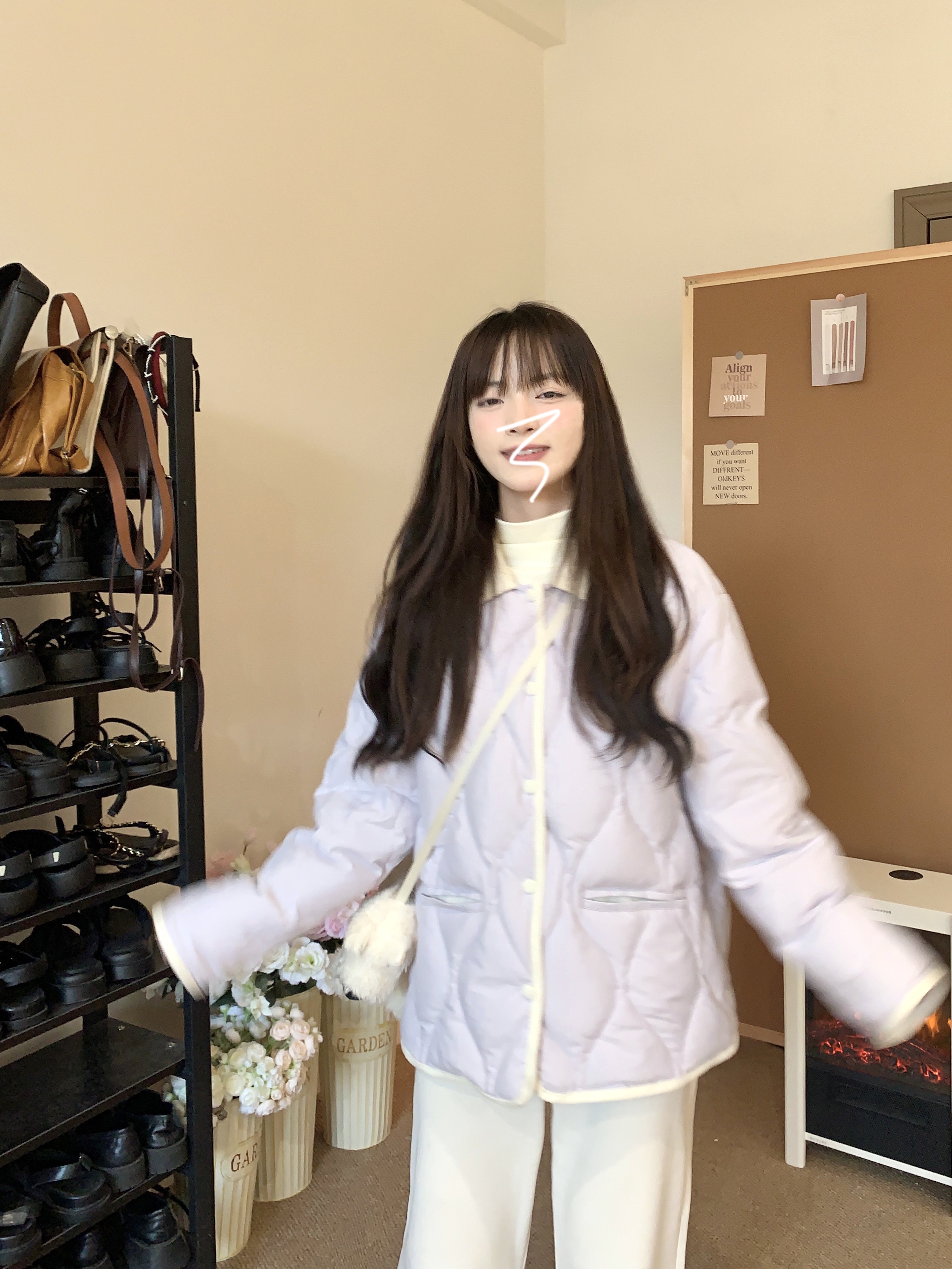 Korean-Style Winter Purple Cotton Bread Jacket for Women - Loose Slimming Warm Coat Korean-Style Winter Purple Cotton Bread Jacket for Women - Loose Slimming Warm Coat