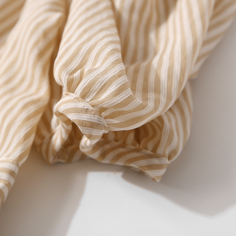 Korean Style Women's Summer Casual Top - Deep V-Neck, Tied Backless, Slim Fit Striped Design for Effortless European Fashion Korean Style Women's Summer Casual Top - Deep V-Neck, Tied Backless, Slim Fit Striped Design for Effortless European Fashion