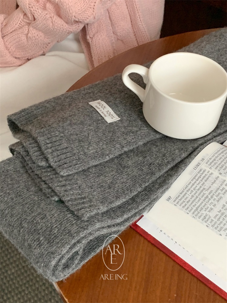 Korean Style Wool Knitted Scarf for Autumn/Winter 2025, Warm and Cozy Fashion Accessory