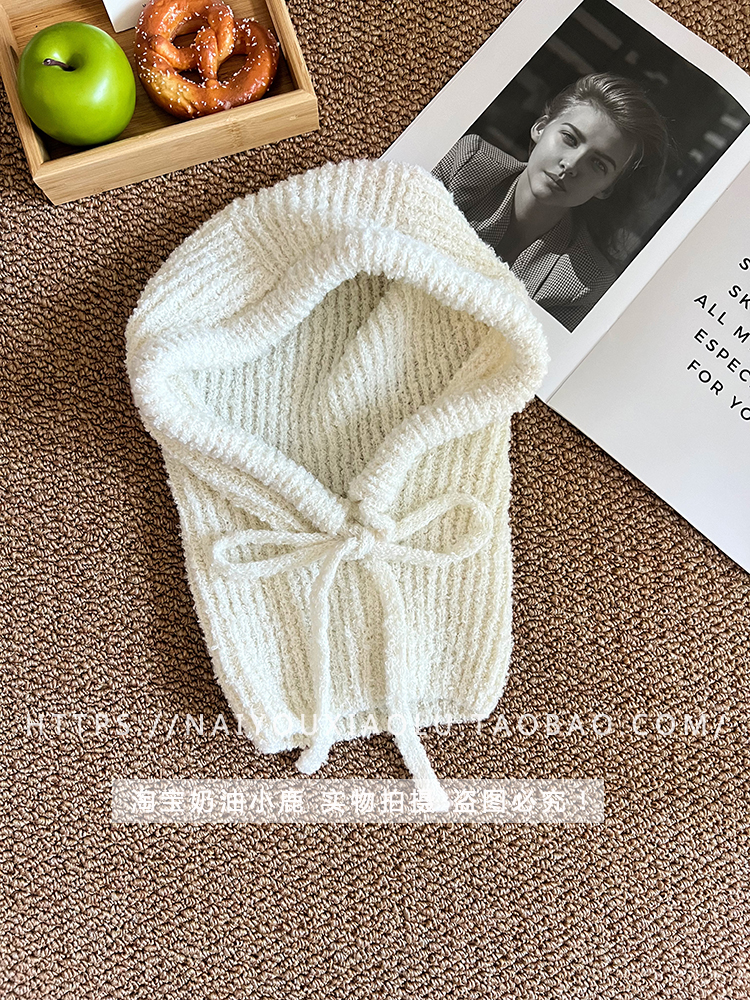 Korean Trendy Blue Soft Cozy Knitted Balaclava Neck Warmer Hat for Winter Style Korean Trendy Blue Soft Cozy Knitted Balaclava Neck Warmer Hat for Winter Style