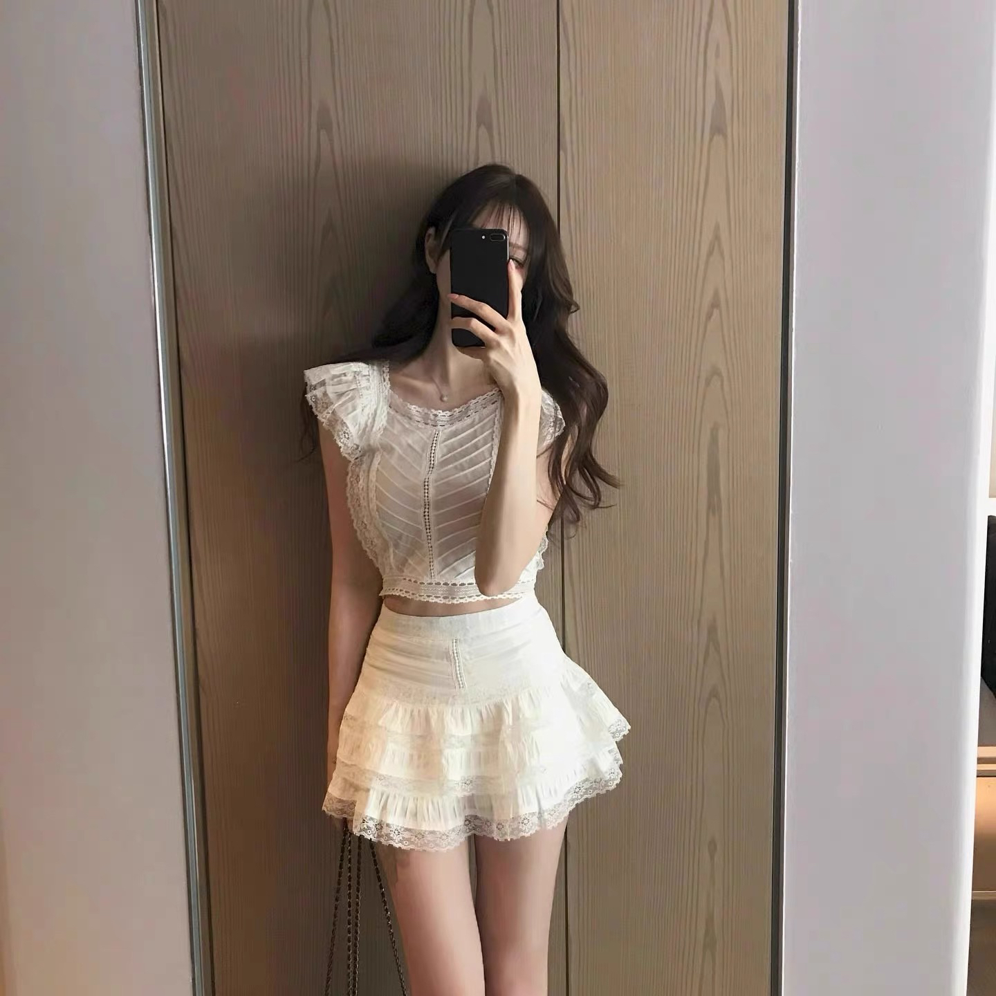 Lab-inspired Lace Flutter Sleeve Camisole Fairy Cake Dress Set - Y2K Aesthetic Fashion Lab-inspired Lace Flutter Sleeve Camisole Fairy Cake Dress Set - Y2K Aesthetic Fashion