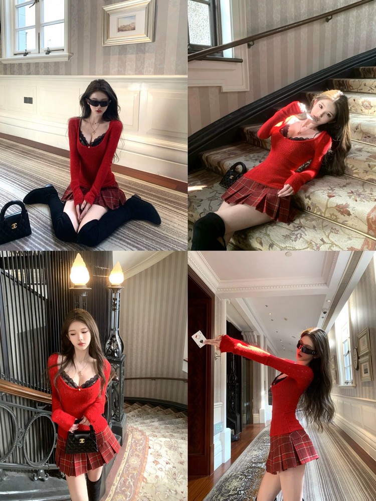 Lace Camisole Knit Top Set for Women - Slim Fit Hollow-Out Base Layer - Sexy Spring Style Lace Camisole Knit Top Set for Women - Slim Fit Hollow-Out Base Layer - Sexy Spring Style