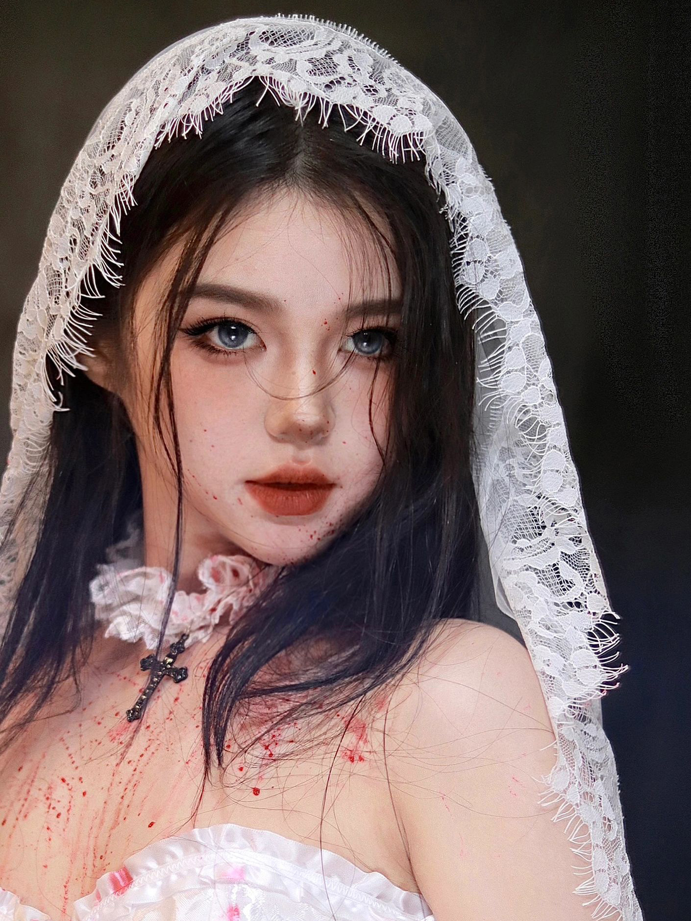 Lace Choker Necklace with Cross for Women - Sweet Cool Sexy Cosplay Collarbone Accessory Lace Choker Necklace with Cross for Women - Sweet Cool Sexy Cosplay Collarbone Accessory