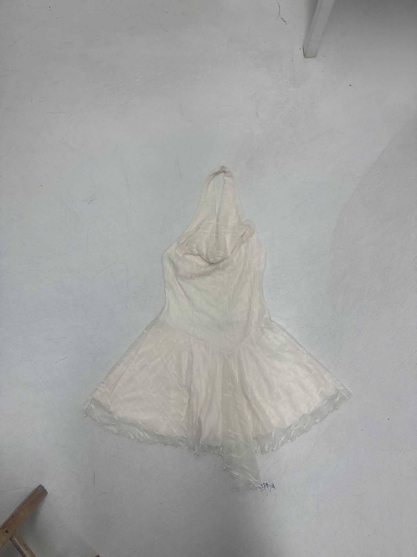 Lace Semi-Transparent Halter Dress with Irregular Hem - Sexy Vacation Style, European & American Fashion, Waist-Cinching Design Lace Semi-Transparent Halter Dress with Irregular Hem - Sexy Vacation Style, European & American Fashion, Waist-Cinching Design