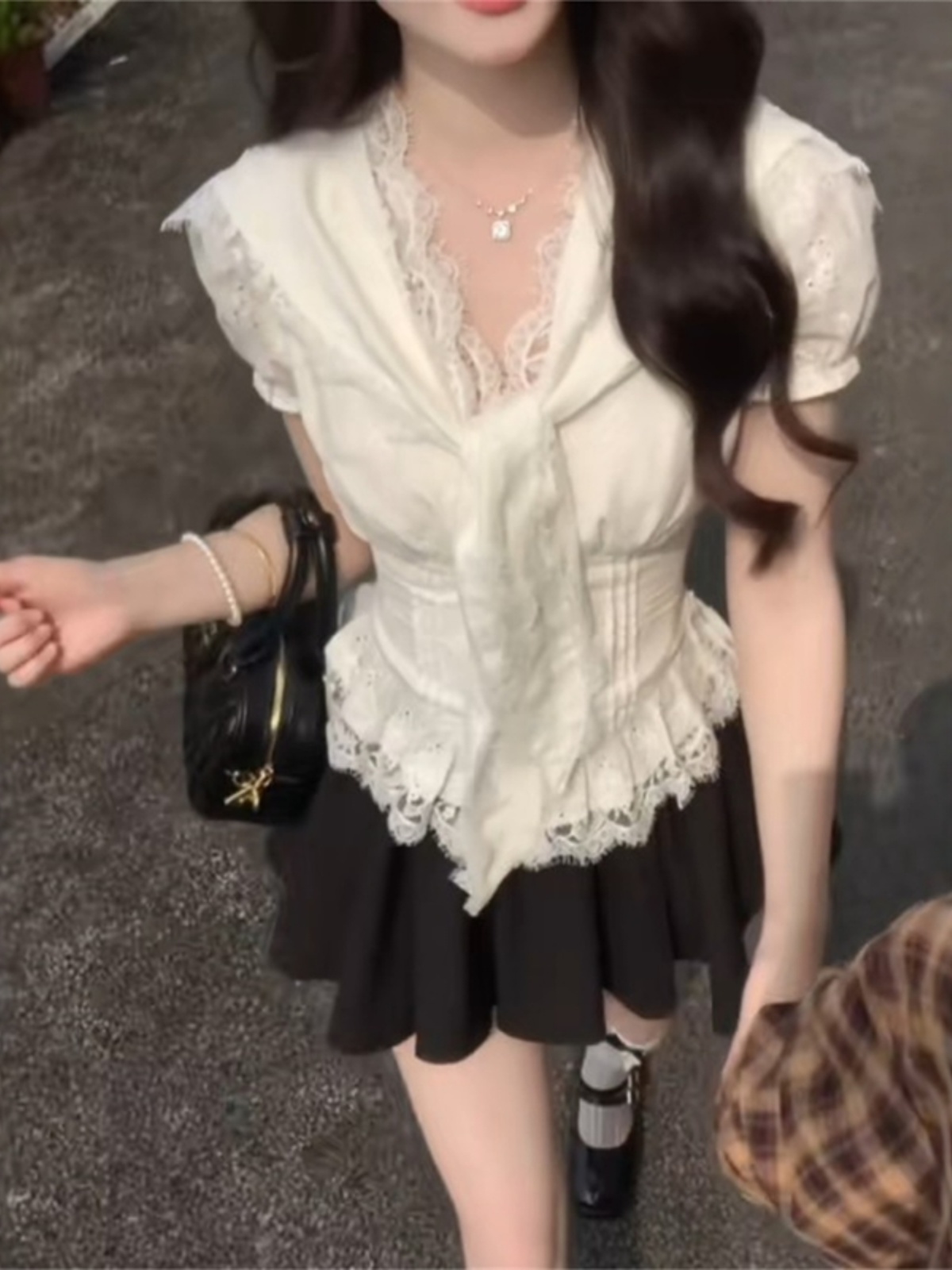 Lace-Trimmed Short Sleeve Top & High-Waisted Skirt 3-Piece Set for Women - Sweet and Spicy Spring Collection, Chic Y2K Style Lace-Trimmed Short Sleeve Top & High-Waisted Skirt 3-Piece Set for Women - Sweet and Spicy Spring Collection, Chic Y2K Style