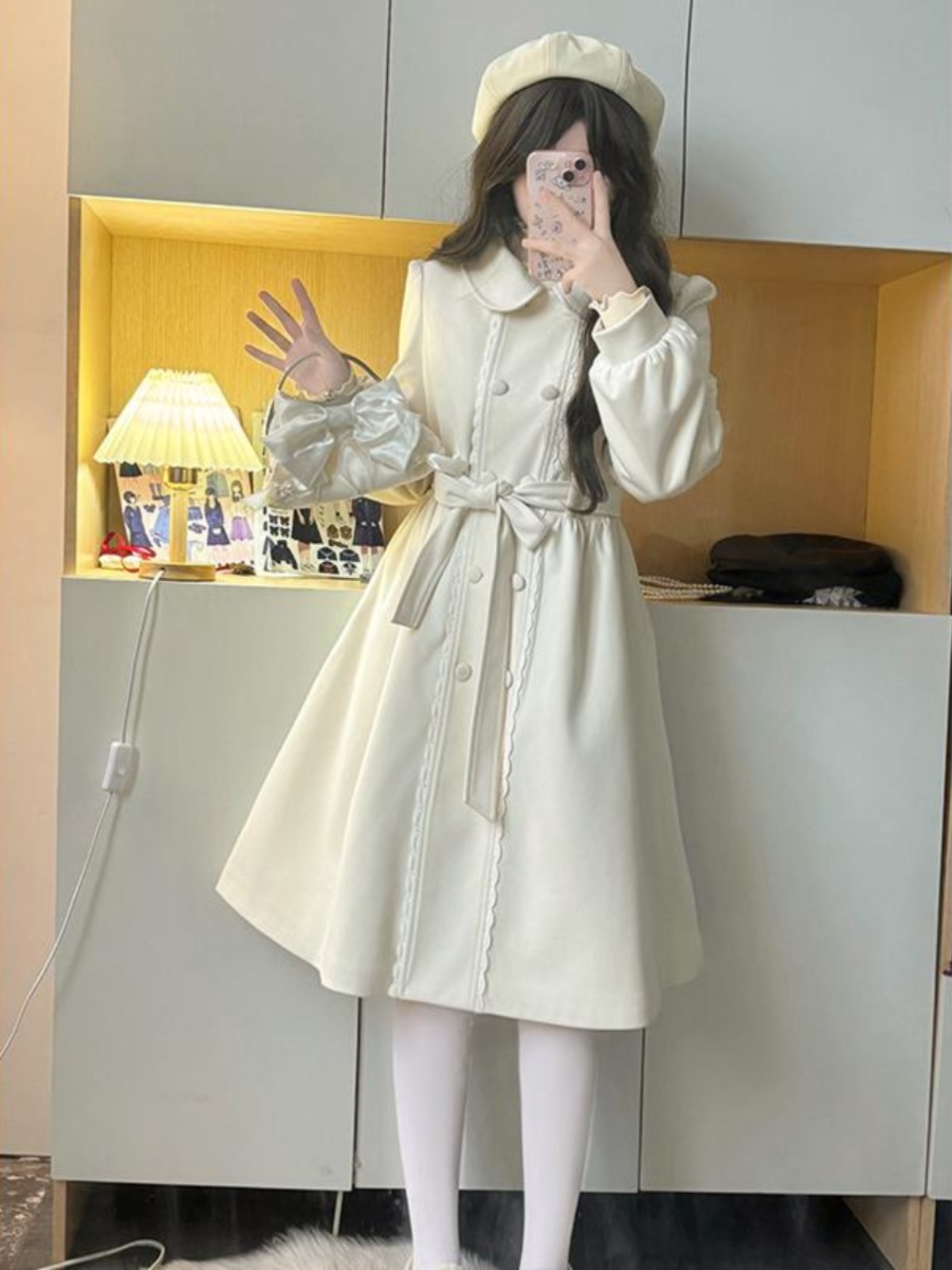 Lace-Up Pudding Bear JK Uniform Cape Shawl Dress for Women - Elegant Autumn Winter Coat 2025, Y2K Korean Style Fashion Lace-Up Pudding Bear JK Uniform Cape Shawl Dress for Women - Elegant Autumn Winter Coat 2025, Y2K Korean Style Fashion