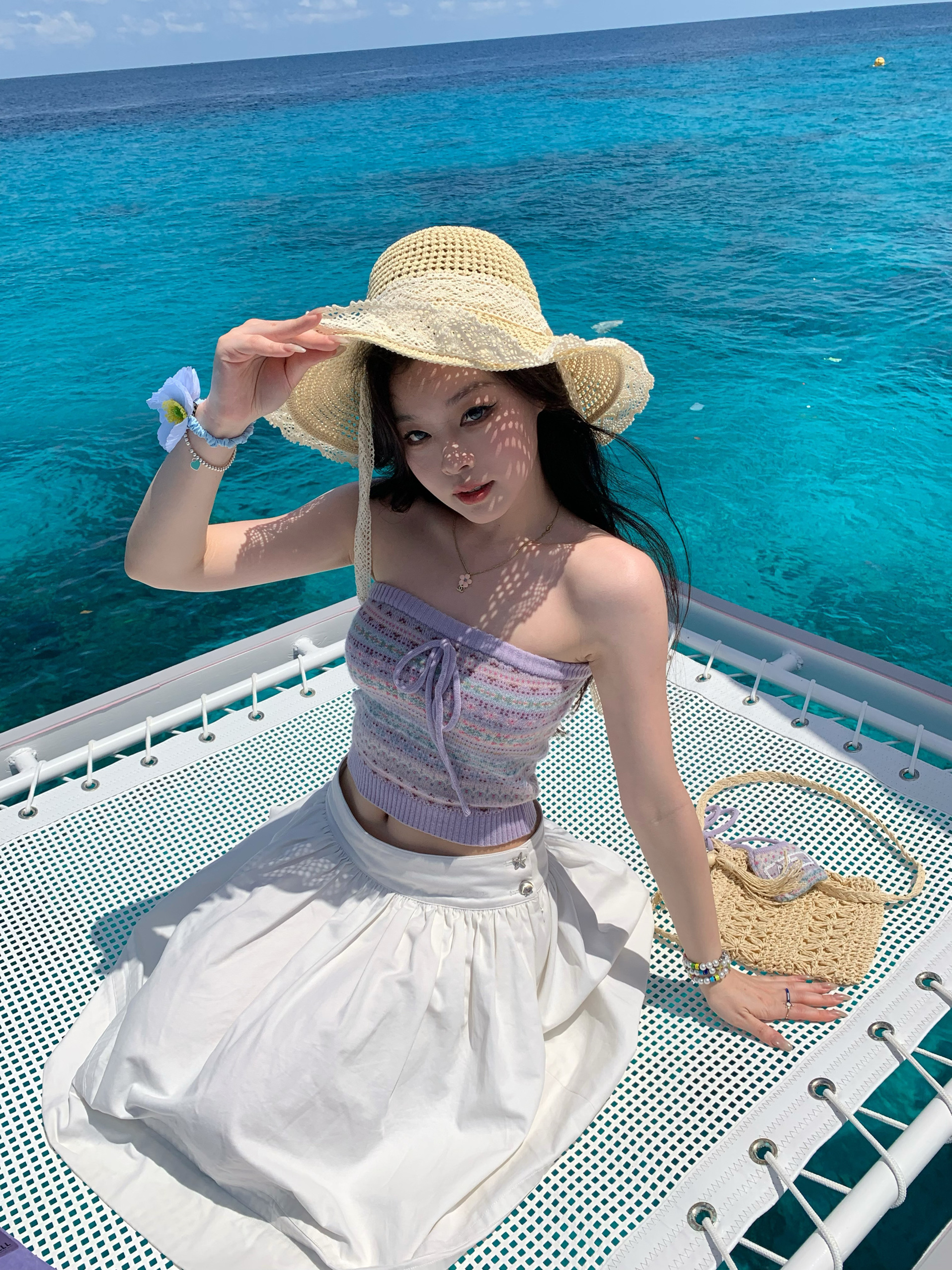 Lady Floral Bud Skirt with Starfish Scallop Buckle - Stiff Wide Hem for Versatile Salty or Sweet Style - Perfect for Y2K and Korean Fashion Lady Floral Bud Skirt with Starfish Scallop Buckle - Stiff Wide Hem for Versatile Salty or Sweet Style - Perfect for Y2K and Korean Fashion