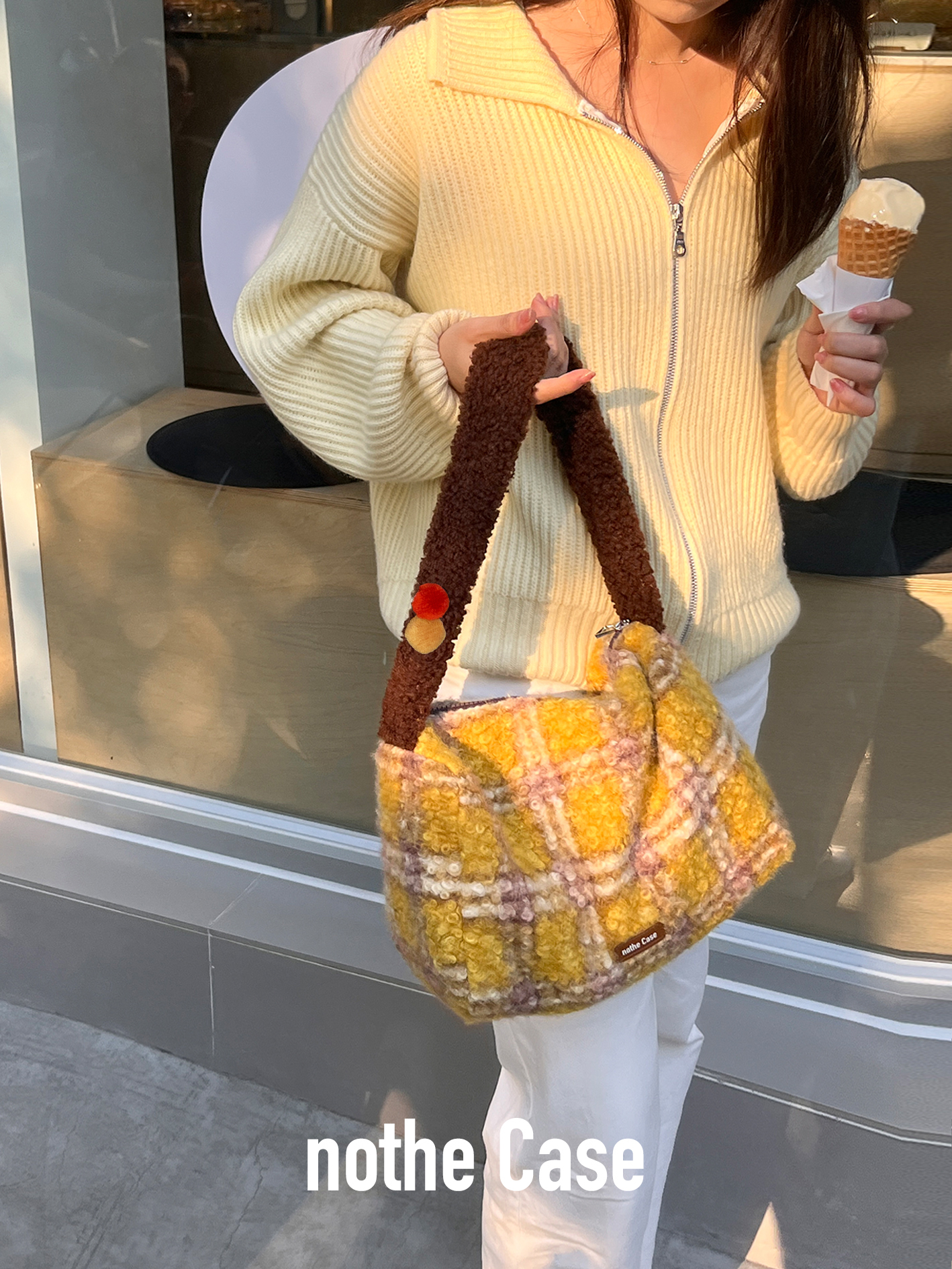 Lamb Wool Large Capacity Versatile Shoulder Bag - Raw Toast Spring Autumn Niche Underarm Bag Lamb Wool Large Capacity Versatile Shoulder Bag - Raw Toast Spring Autumn Niche Underarm Bag