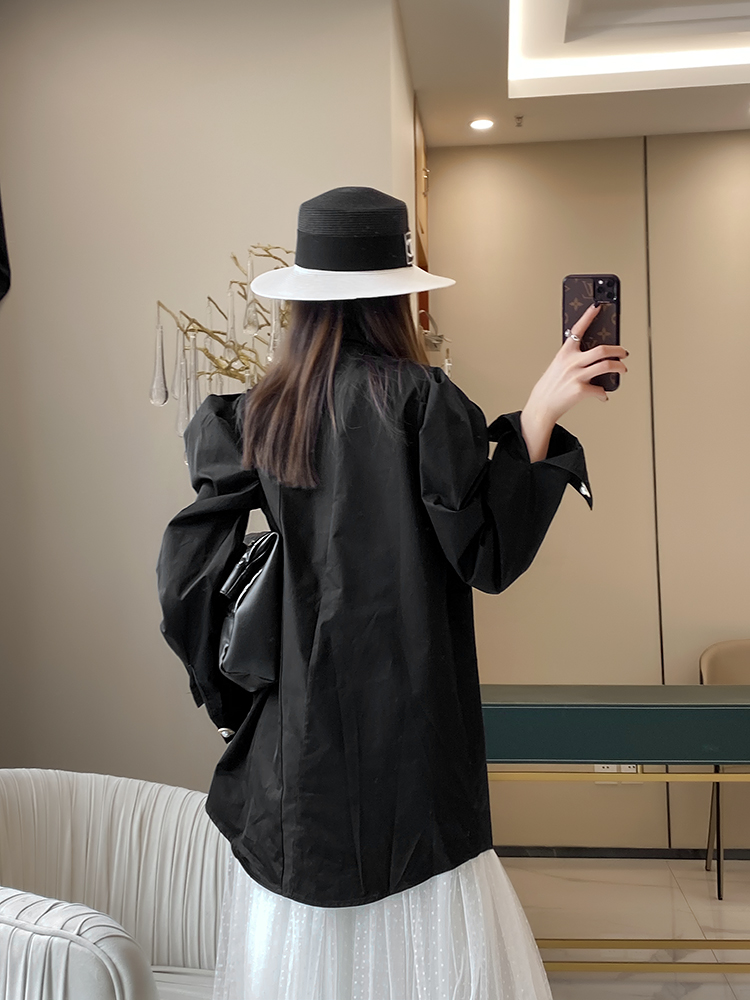 Lapel Button Puff Sleeve All-Cotton Casual Shirt for Women - Versatile Spring Autumn Fashion in European Style Lapel Button Puff Sleeve All-Cotton Casual Shirt for Women - Versatile Spring Autumn Fashion in European Style