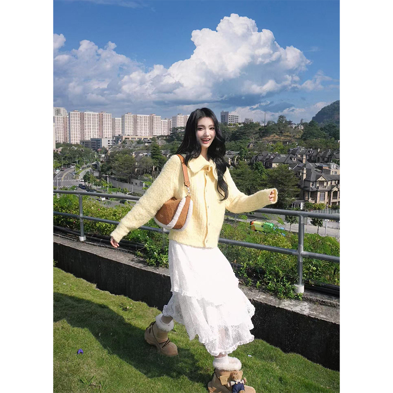 Lapel Knitted Cardigan - Fashionable Loose Sweater Coat with Lazy Design for Effortless 90s Style Lapel Knitted Cardigan - Fashionable Loose Sweater Coat with Lazy Design for Effortless 90s Style