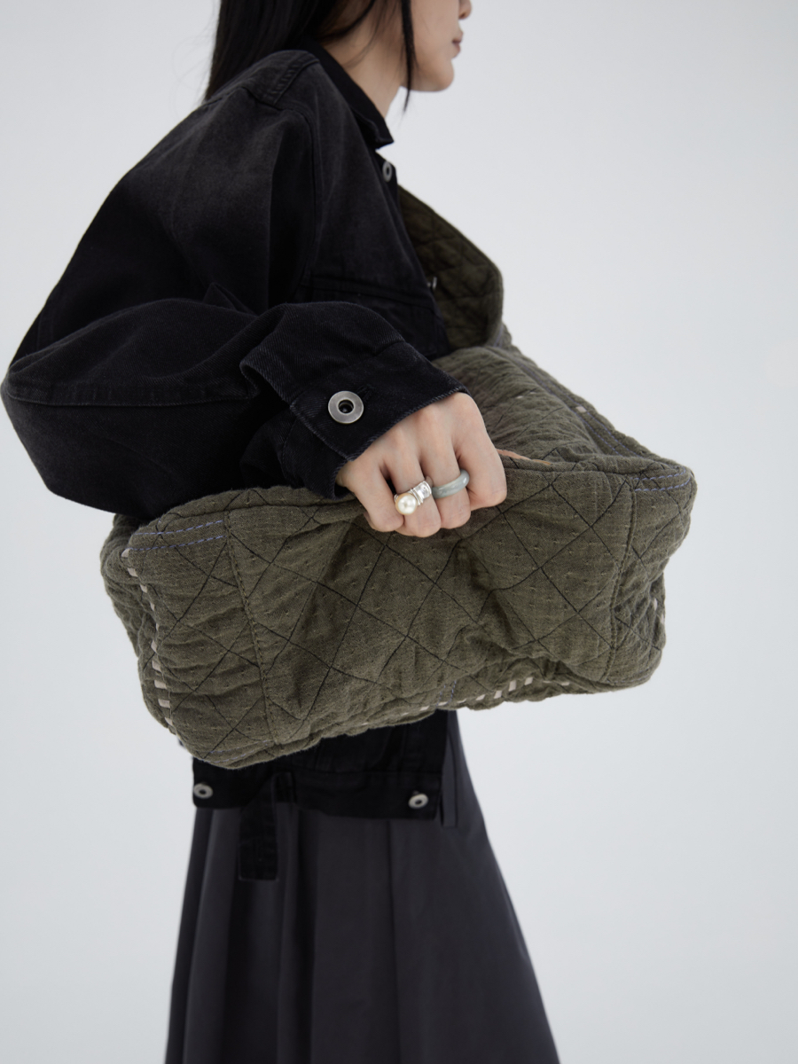 Large Capacity Vintage Wash Quilted Cotton Square Bag - Retro Style Tote for Everyday Use, 90s Inspired Fashion Large Capacity Vintage Wash Quilted Cotton Square Bag - Retro Style Tote for Everyday Use, 90s Inspired Fashion