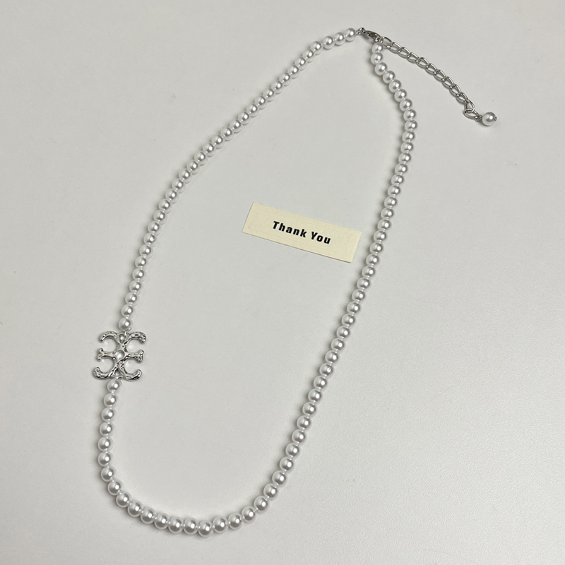 Large Logo Pearl Necklace for Women - COC-Style Light Luxury Sweater Chain, Versatile Clavicle Neck Chain, Trendy Fashion Accessory Large Logo Pearl Necklace for Women - COC-Style Light Luxury Sweater Chain, Versatile Clavicle Neck Chain, Trendy Fashion Accessory