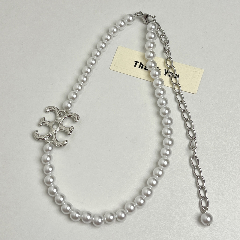 Large Logo Pearl Necklace for Women - COC-Style Light Luxury Sweater Chain, Versatile Clavicle Neck Chain, Trendy Fashion Accessory Large Logo Pearl Necklace for Women - COC-Style Light Luxury Sweater Chain, Versatile Clavicle Neck Chain, Trendy Fashion Accessory