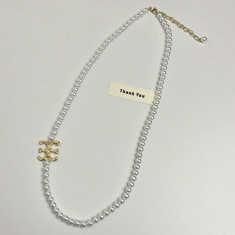 Large Logo Pearl Necklace for Women - COC-Style Light Luxury Sweater Chain, Versatile Clavicle Neck Chain, Trendy Fashion Accessory Large Logo Pearl Necklace for Women - COC-Style Light Luxury Sweater Chain, Versatile Clavicle Neck Chain, Trendy Fashion Accessory