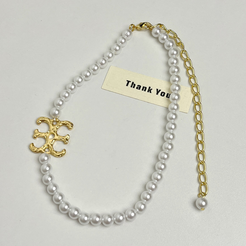 Large Logo Pearl Necklace for Women - COC-Style Light Luxury Sweater Chain, Versatile Clavicle Neck Chain, Trendy Fashion Accessory Large Logo Pearl Necklace for Women - COC-Style Light Luxury Sweater Chain, Versatile Clavicle Neck Chain, Trendy Fashion Accessory