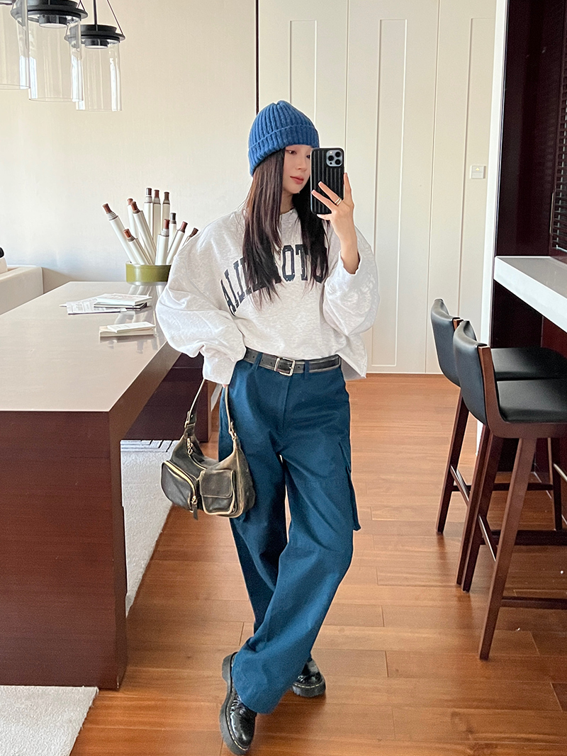 Large Pocket Straight Loose Work Pants for Women - Slimming Pure Cotton Floor-Length Design for Short People Large Pocket Straight Loose Work Pants for Women - Slimming Pure Cotton Floor-Length Design for Short People