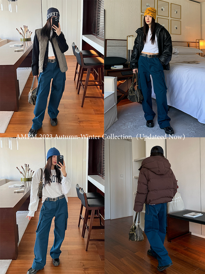 Large Pocket Straight Loose Work Pants for Women - Slimming Pure Cotton Floor-Length Design for Short People Large Pocket Straight Loose Work Pants for Women - Slimming Pure Cotton Floor-Length Design for Short People