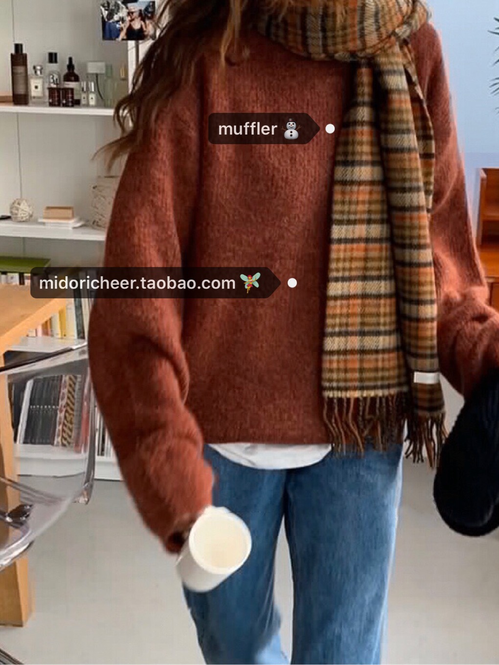 Latte Orchid Orange Coffee Fine Plaid Scarf with Tassels - Korean Style Shawl for Chic Layering Latte Orchid Orange Coffee Fine Plaid Scarf with Tassels - Korean Style Shawl for Chic Layering