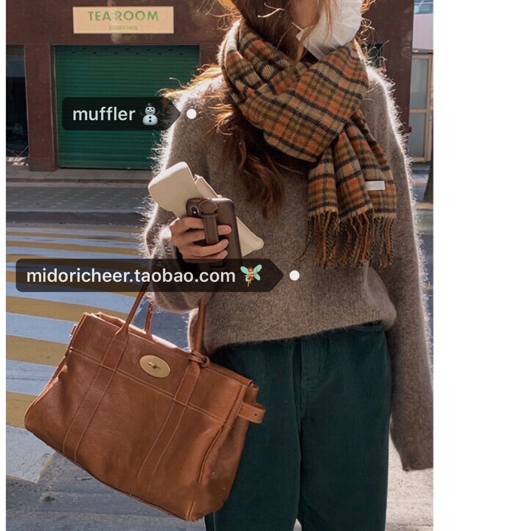 Latte Orchid Orange Coffee Fine Plaid Scarf with Tassels - Korean Style Shawl for Chic Layering Latte Orchid Orange Coffee Fine Plaid Scarf with Tassels - Korean Style Shawl for Chic Layering