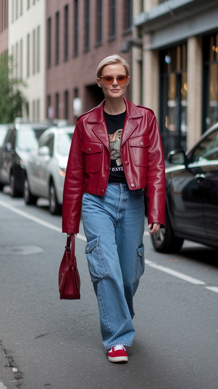 Styling Your Leather Red Jacket Outfit for Fall outfit idea
