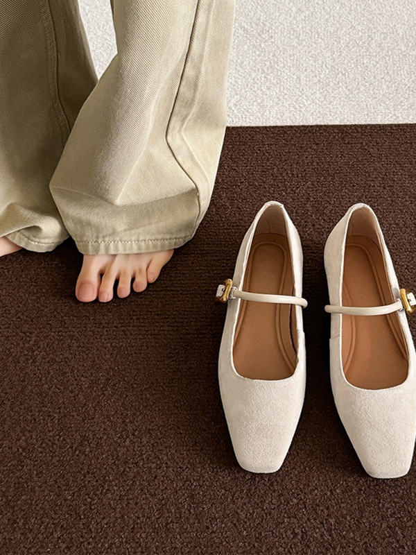 Leopard Print Chunky Heel Mary Jane Shoes - Spring Autumn Shallow Mouth Square Toe Sheepskin Flats for Stylish Comfort Leopard Print Chunky Heel Mary Jane Shoes - Spring Autumn Shallow Mouth Square Toe Sheepskin Flats for Stylish Comfort