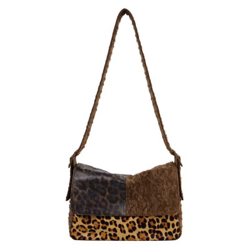 Leopard Print Messenger Bag - Soft Original Design, Trendy Ah Wu Style, Fashionable Animal Print, Perfect for Everyday Use